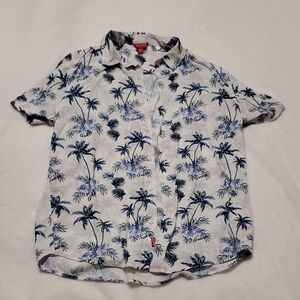 Guess Men's White Shirt with Blue Palm Print